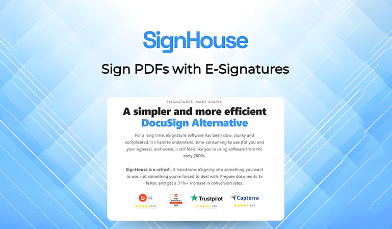 SignHouse Lifetime Deal PDFs with E-Signatures